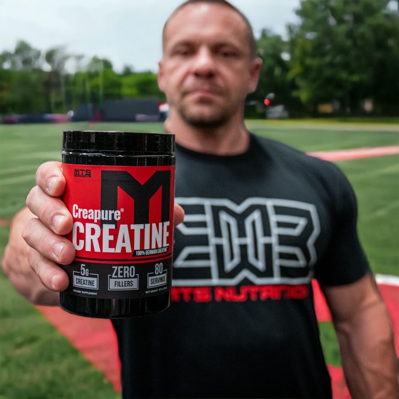 80 servings packaging banner for MTS Creapure Creatine Powder