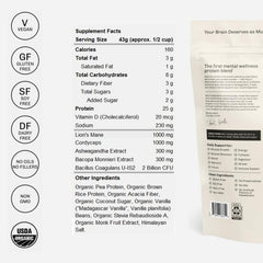 MUDWTR Nourish tub label highlights USDA Organic and clean ingredients.