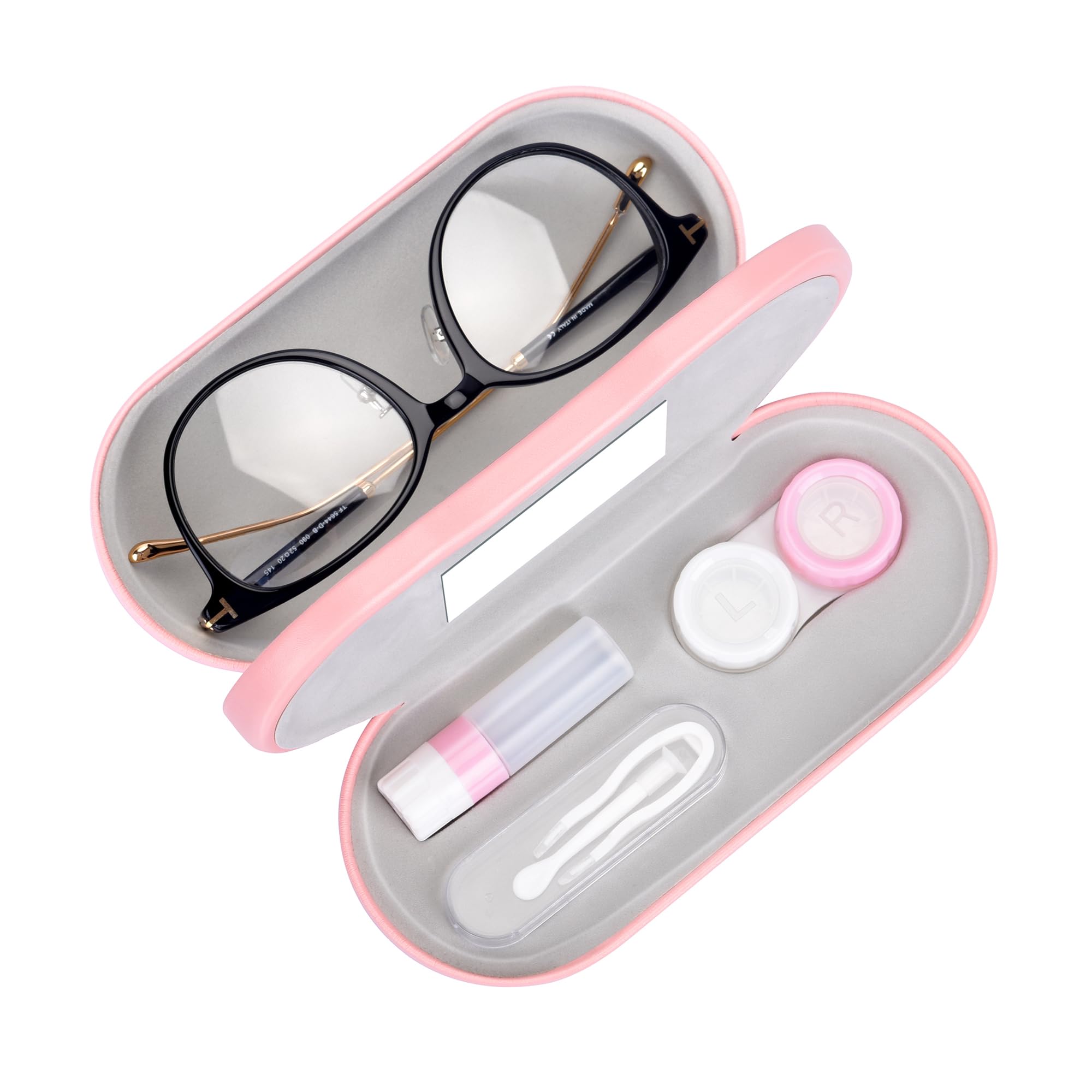 Muf 2-in-1 pink contact lens case and glasses case – dual-use design