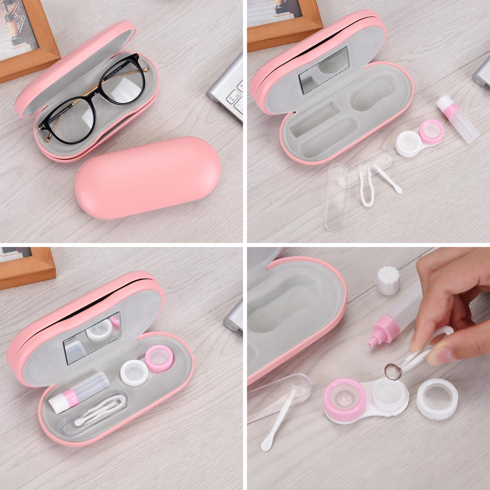 Included travel accessories: tweezer and contact lens solution bottle