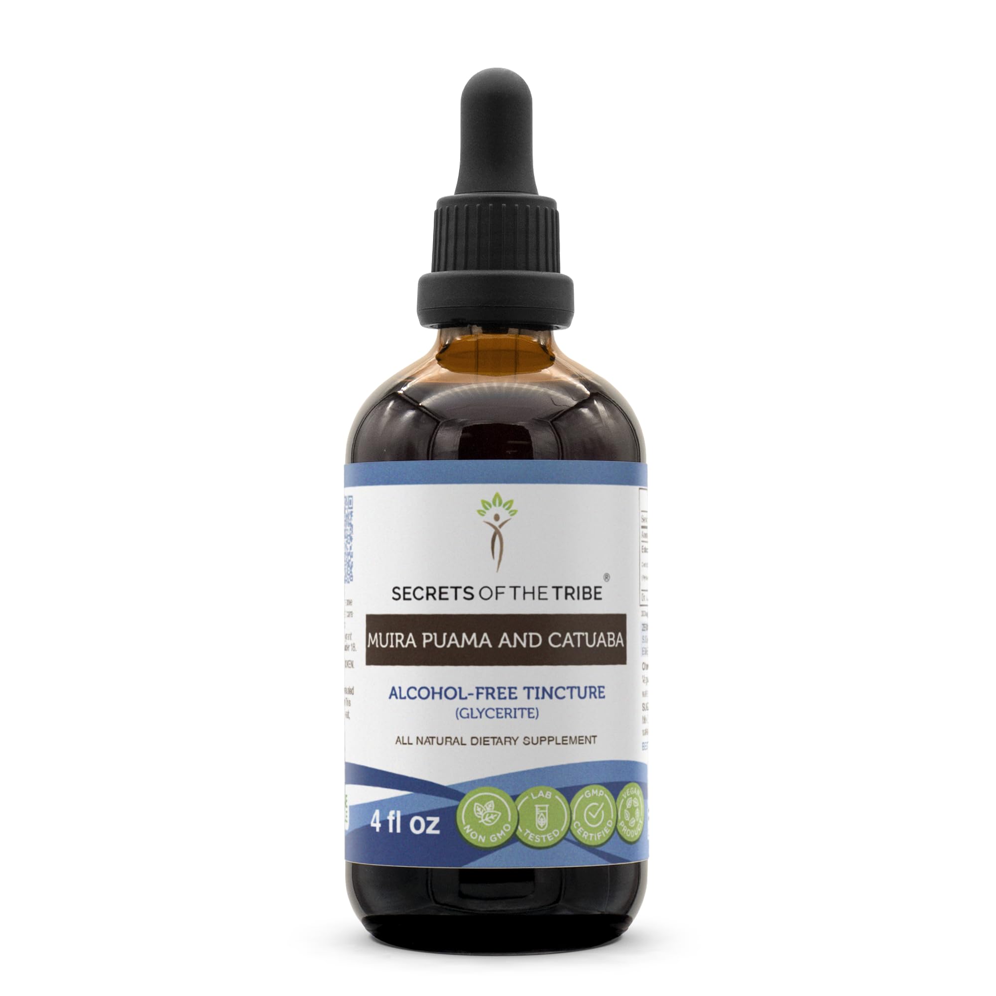 Front view of Muira Puama & Catuaba alcohol-free extract bottle