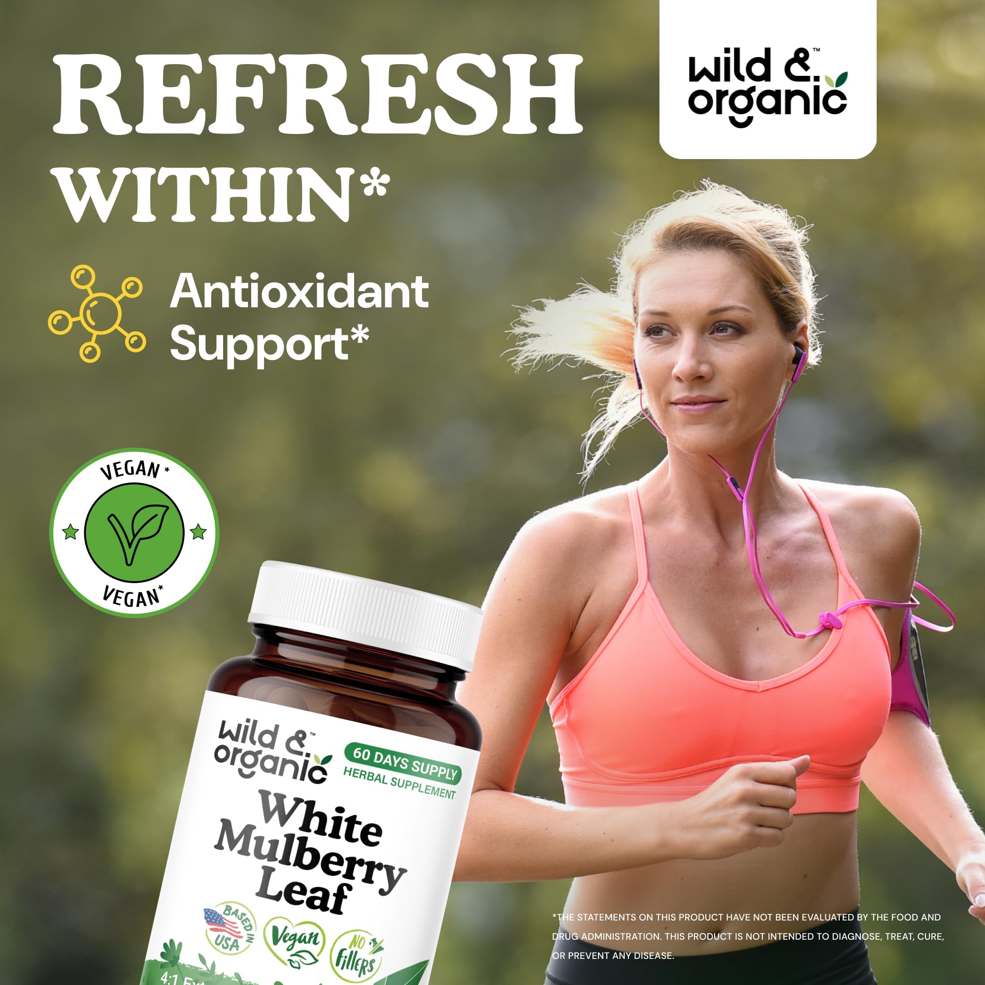 Mulberry leaf extract capsules 500 mg bottle