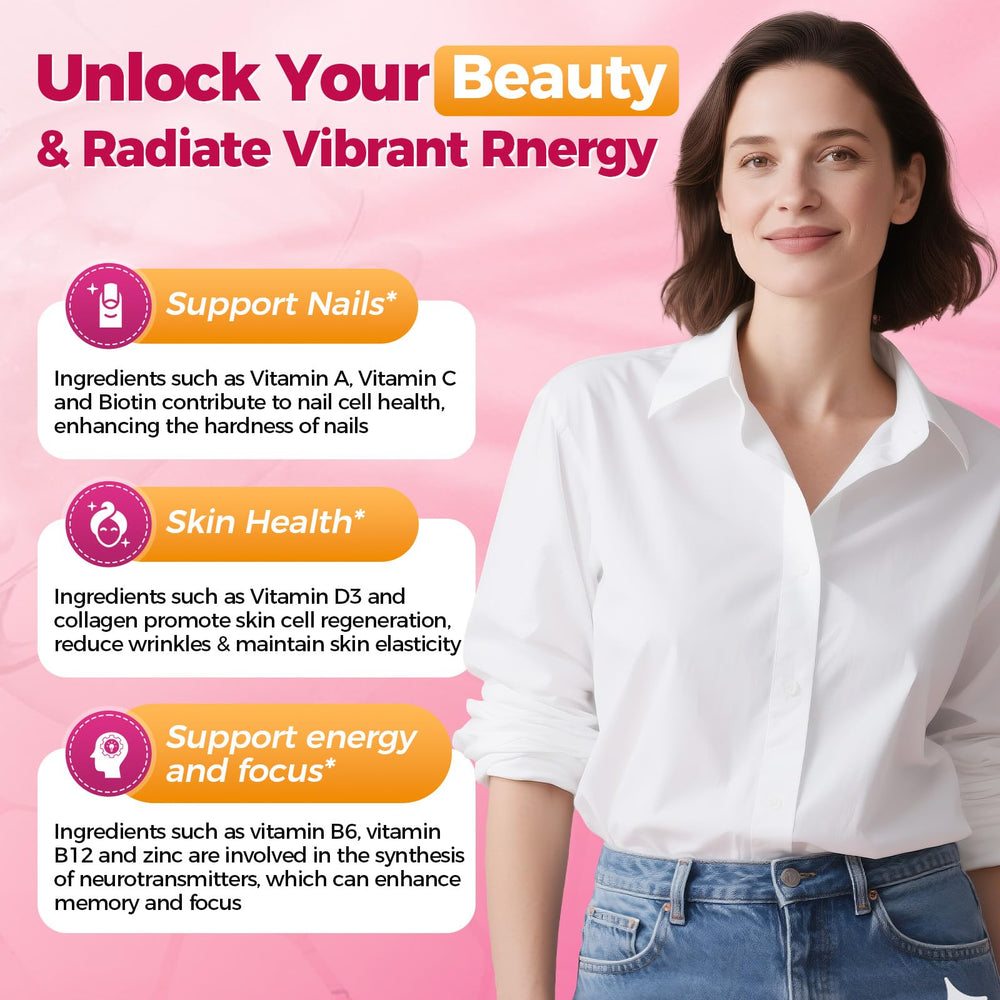 Hair, skin, and nails health concept with vitamins