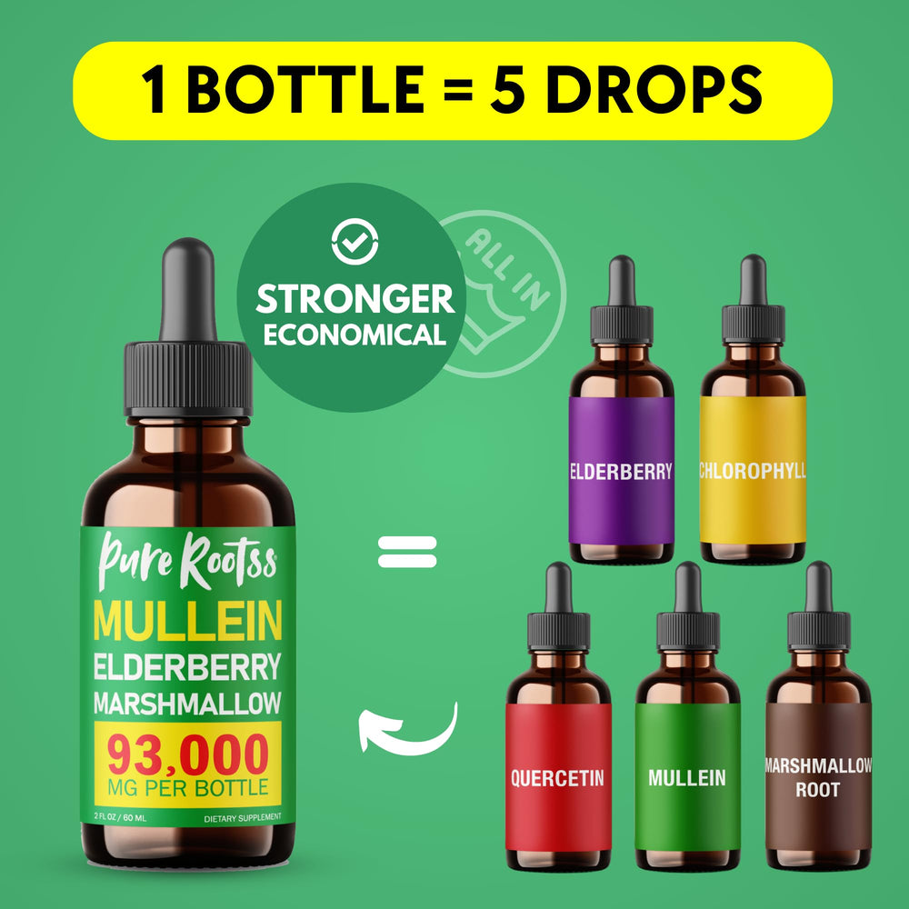 Front and back labels of Mullein Chlorophyll Drops bottle