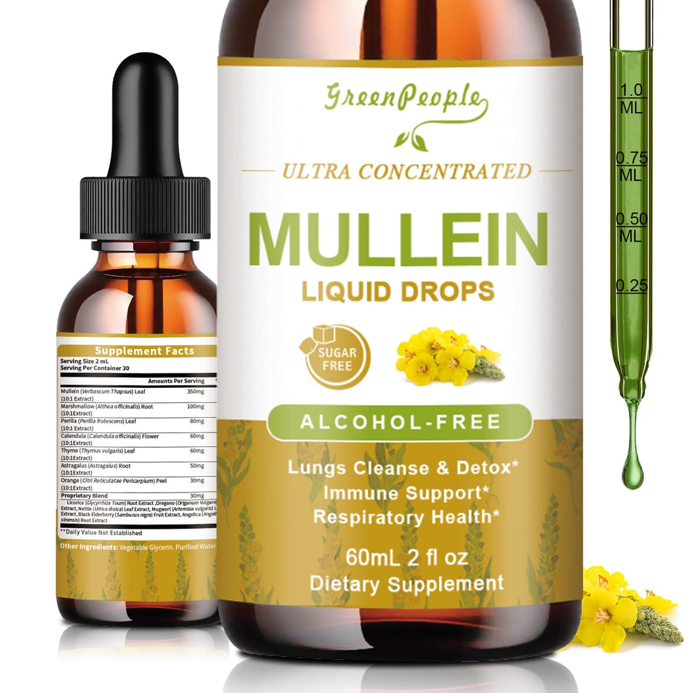 Bottle of GREENPEOPLE Mullein Drops with dropper