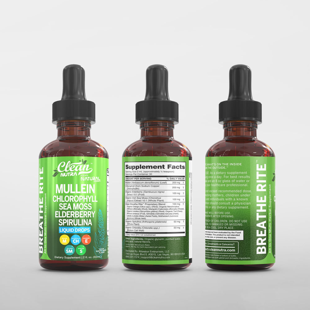 Dropper bottle of mullein leaf extract with herbs