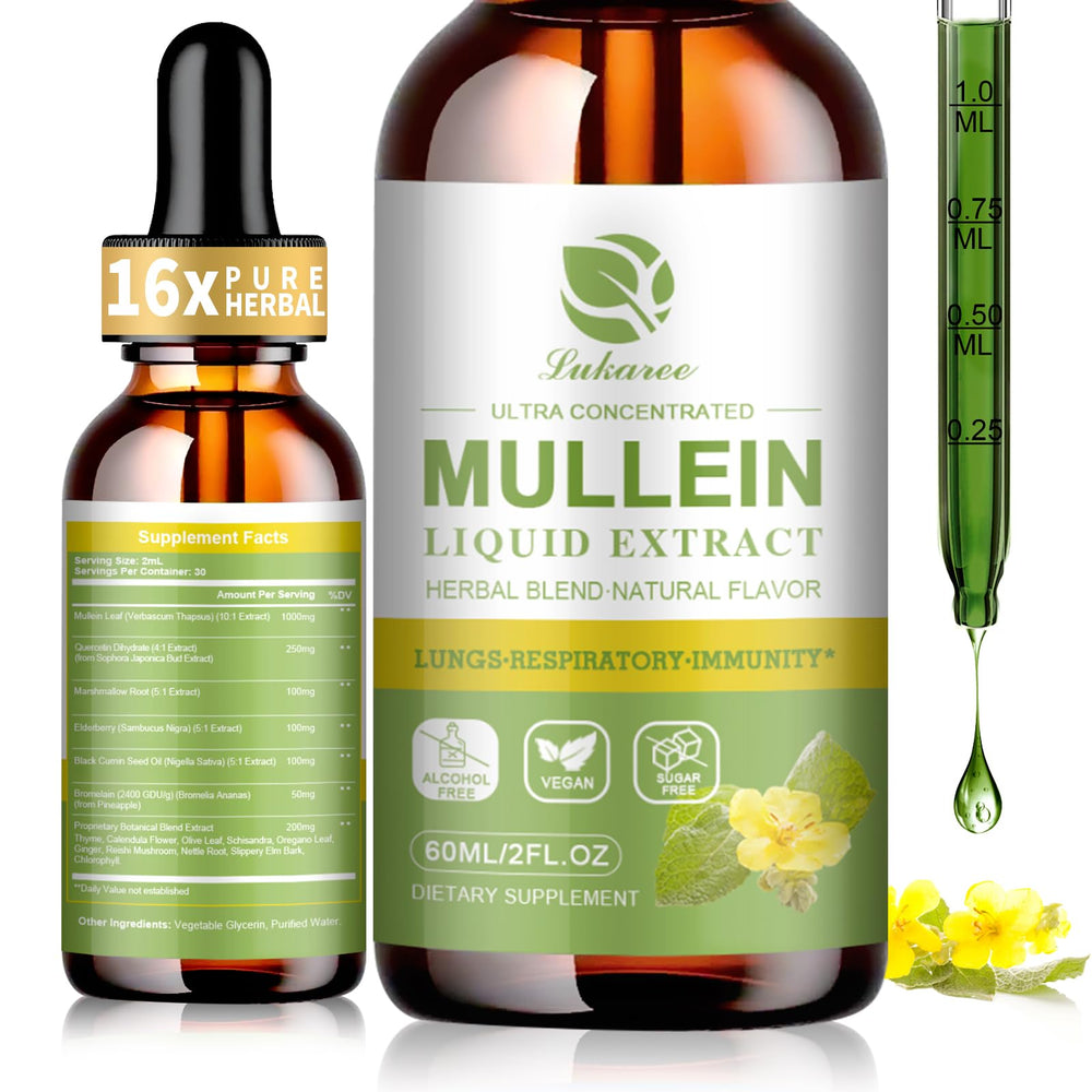 Mullein Drops hero image showing lungs and relief