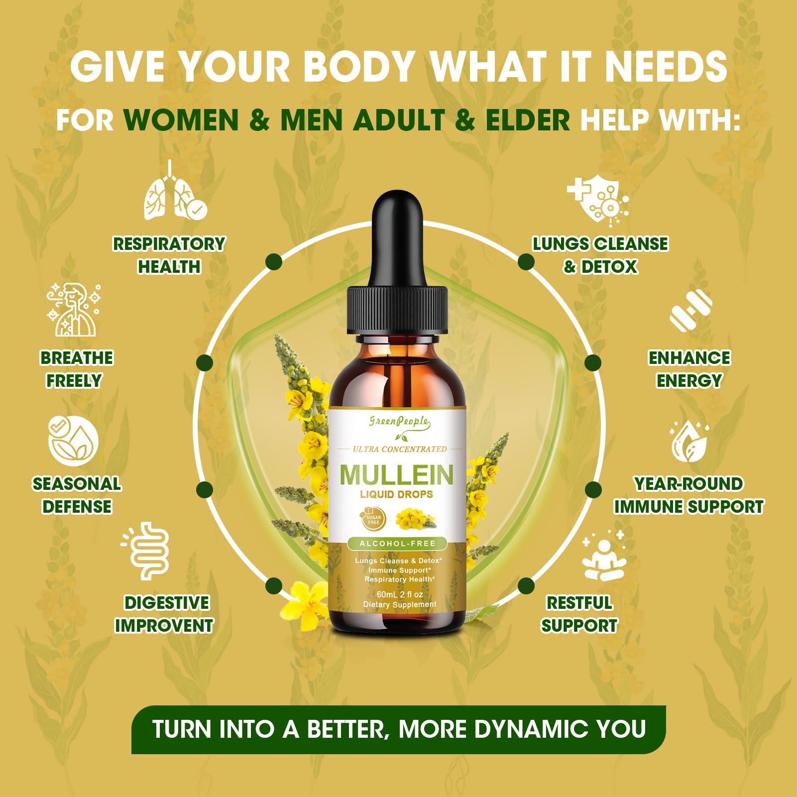 Close-up showing mullein leaf and marshmallow root ingredients