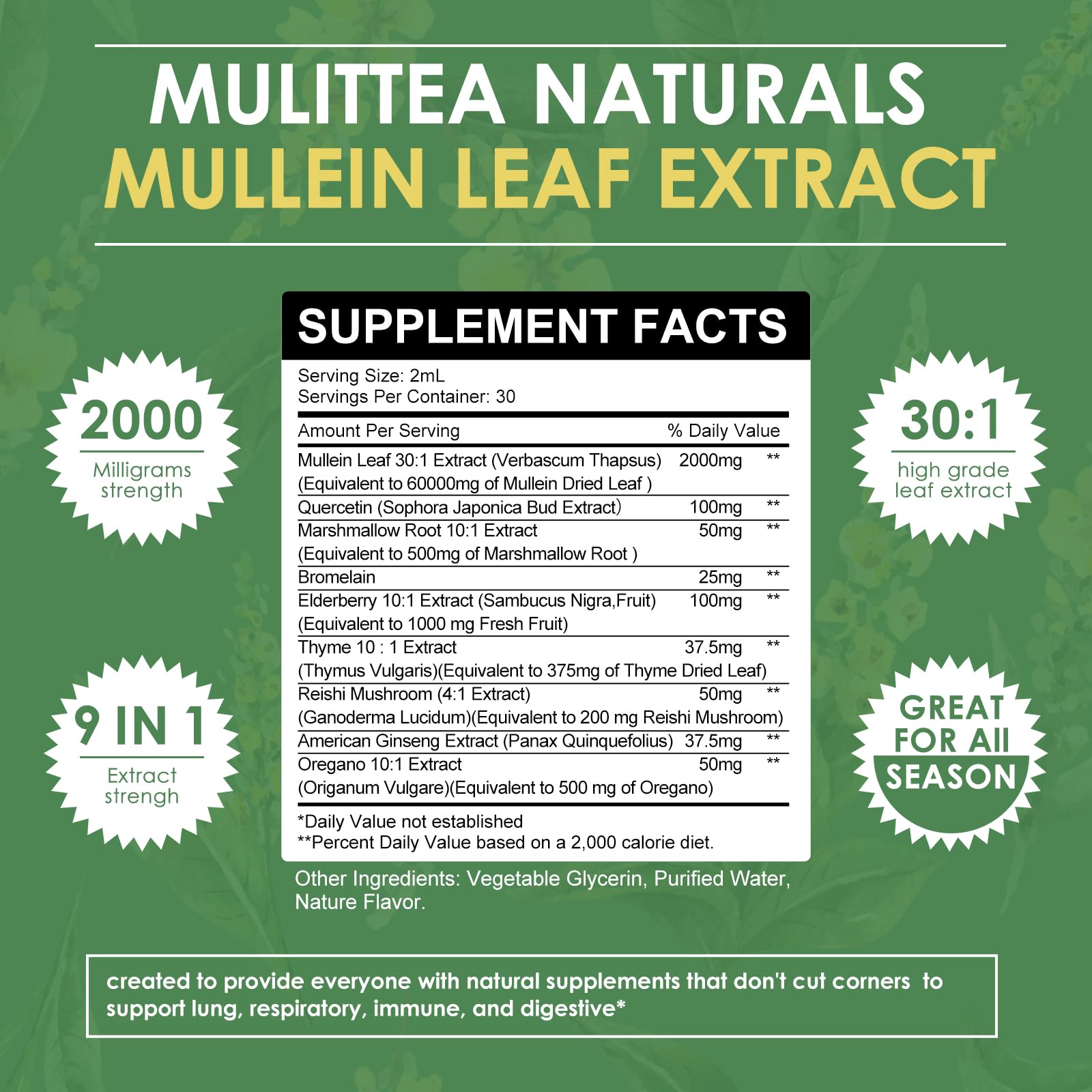 Close-up of mullein drops liquid in bottle