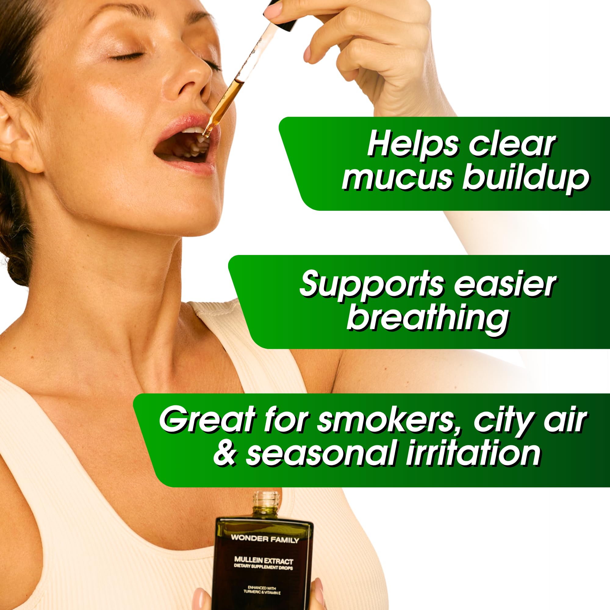 Close-up of mullein leaf extract and chlorophyll drops