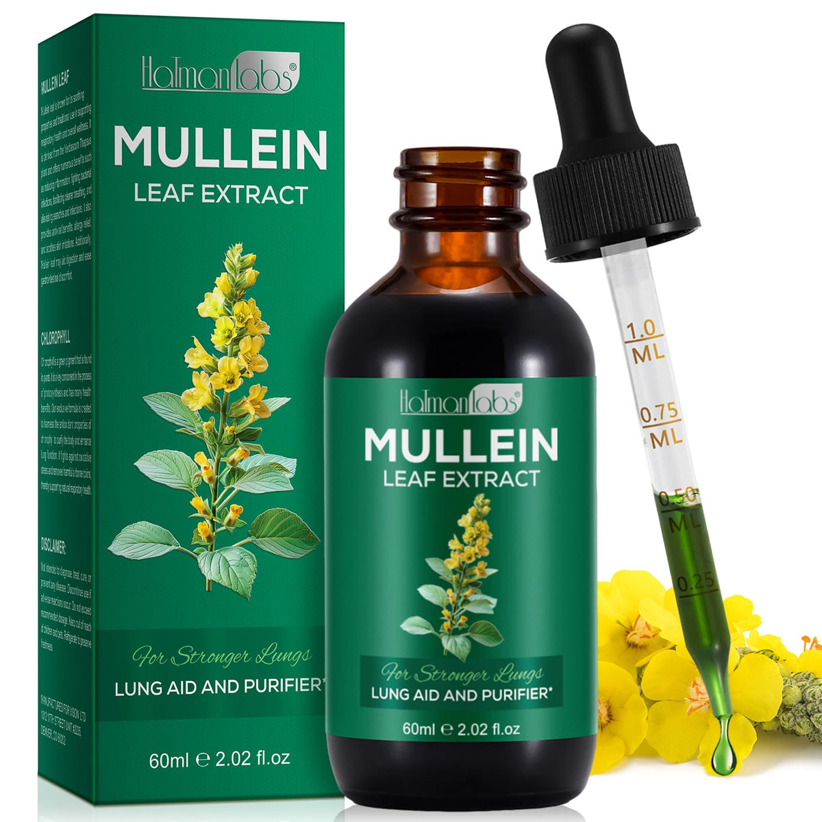 Mullein Drops for Lungs bottle with label
