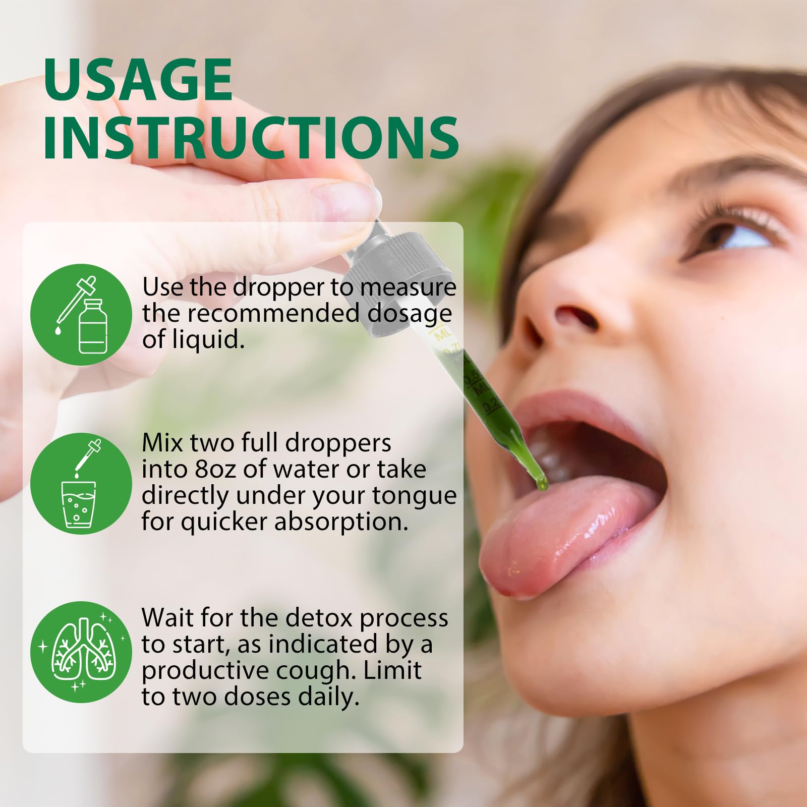 Concept of clear lungs with mullein drops