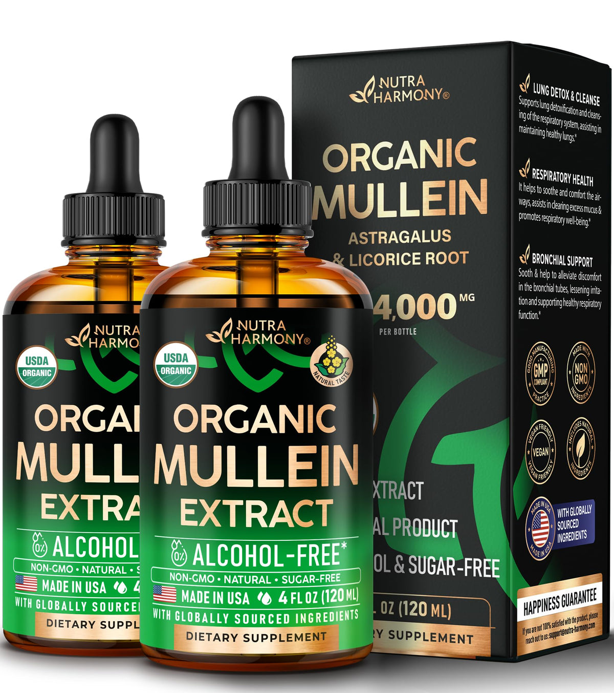 USDA Organic Mullein Drops bottle for lungs