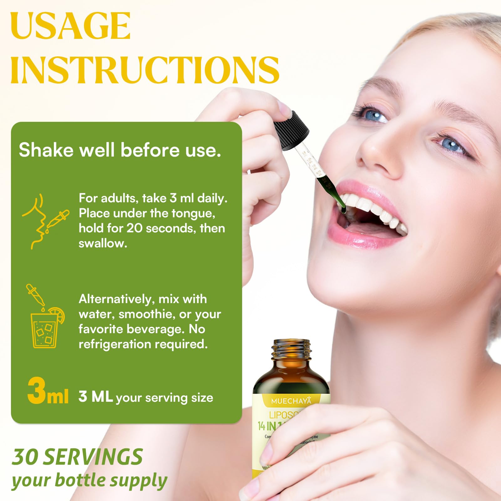 Sugar-free, alcohol-free mint-flavored health supplement label