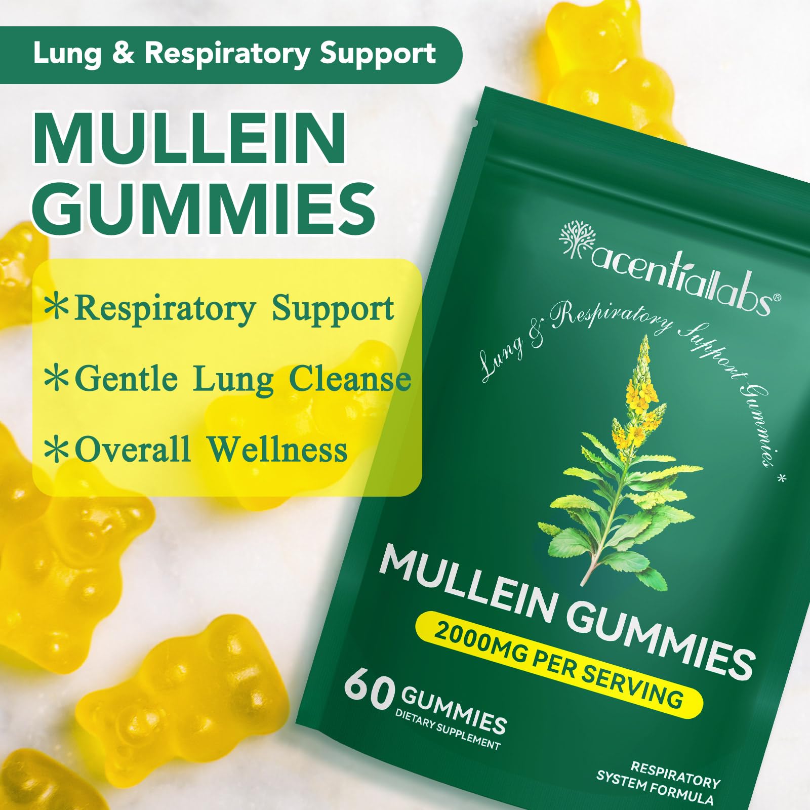 Close-up of mullein gummies for lung support