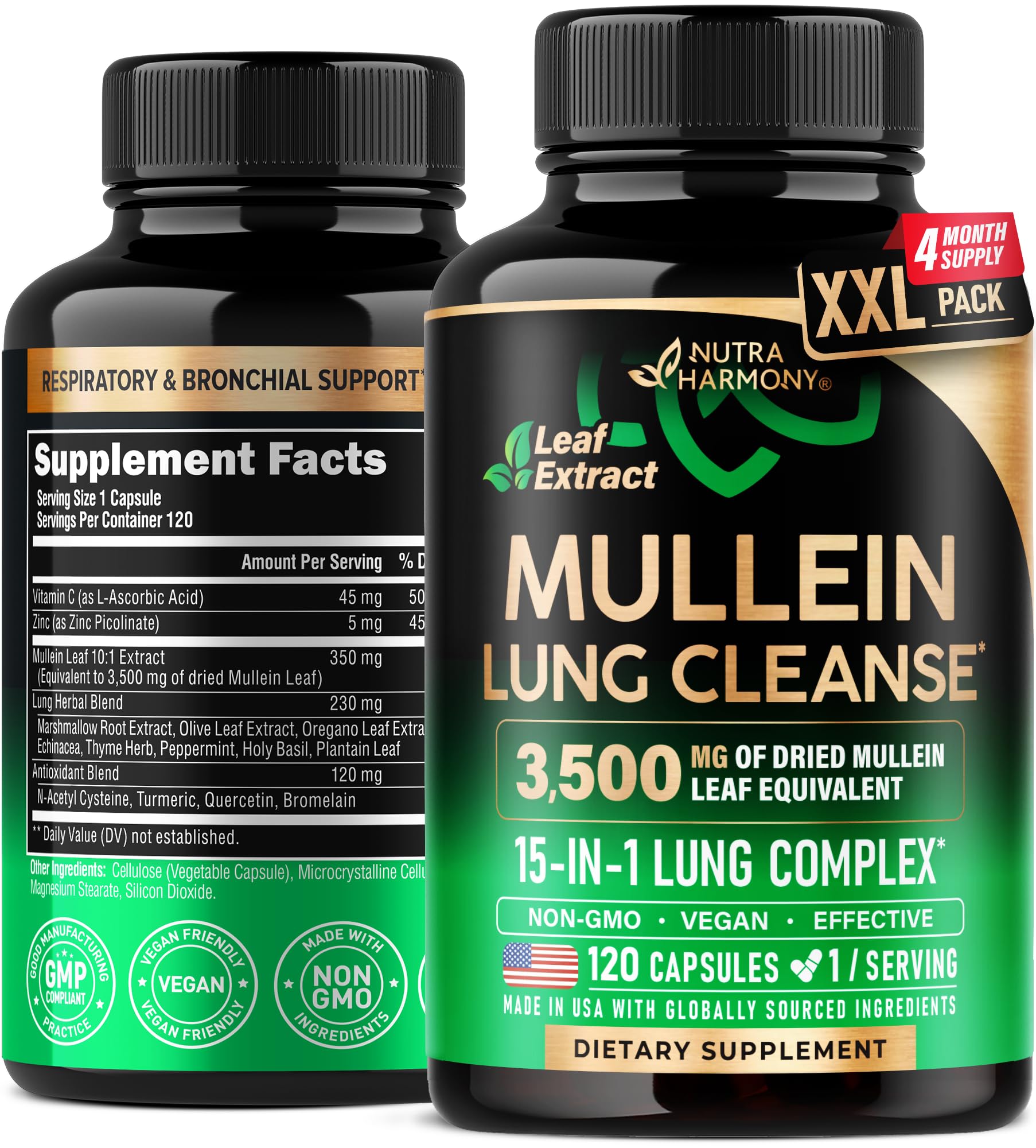 Bottle of Mullein Leaf Extract for lung detox