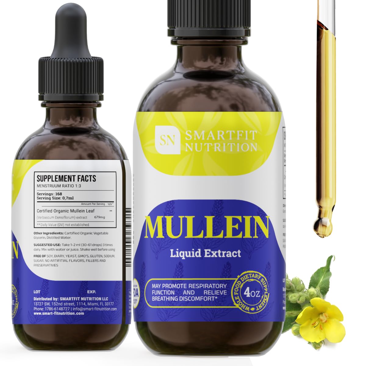 SN SMARTFIT NUTRITION Mullein Leaf Extract Drops 4 oz bottle