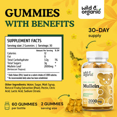 Close-up of mullein leaf extract gummies