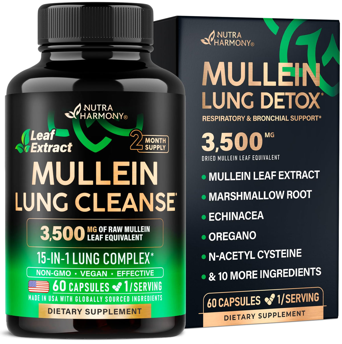 Bottle of Mullein Leaf Extract Lung Detox