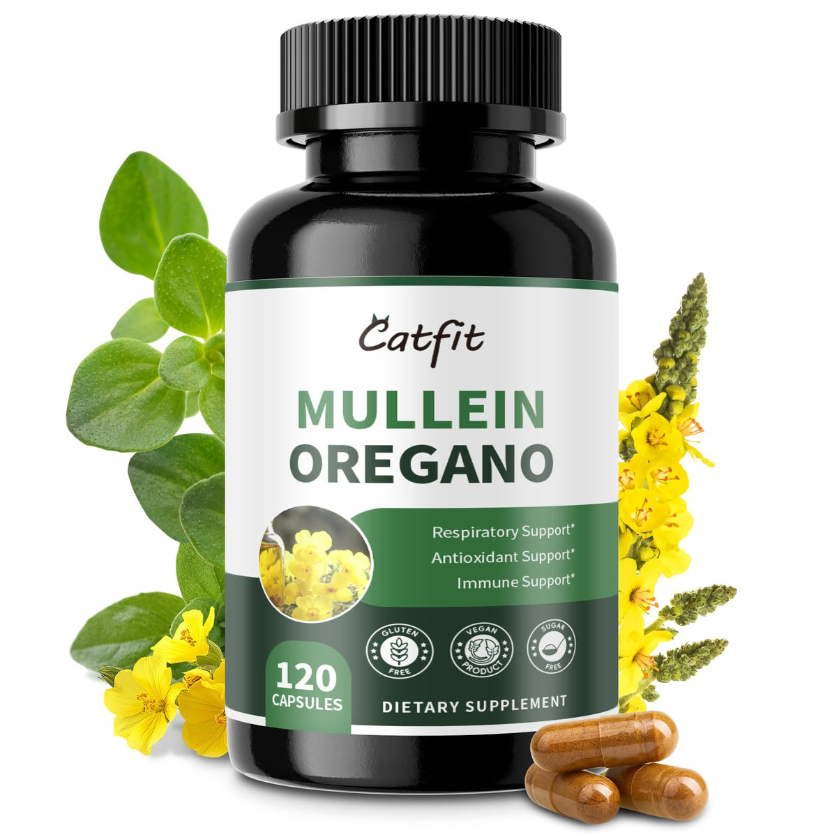 Mullein Oregano Oil capsules for lung detox and respiratory support