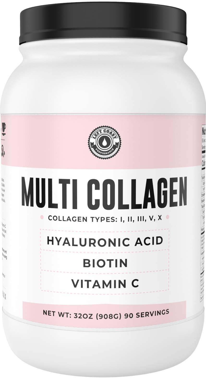 Jar of hydrolyzed multi collagen powder with Biotin, Vitamin C and Hyaluronic Acid