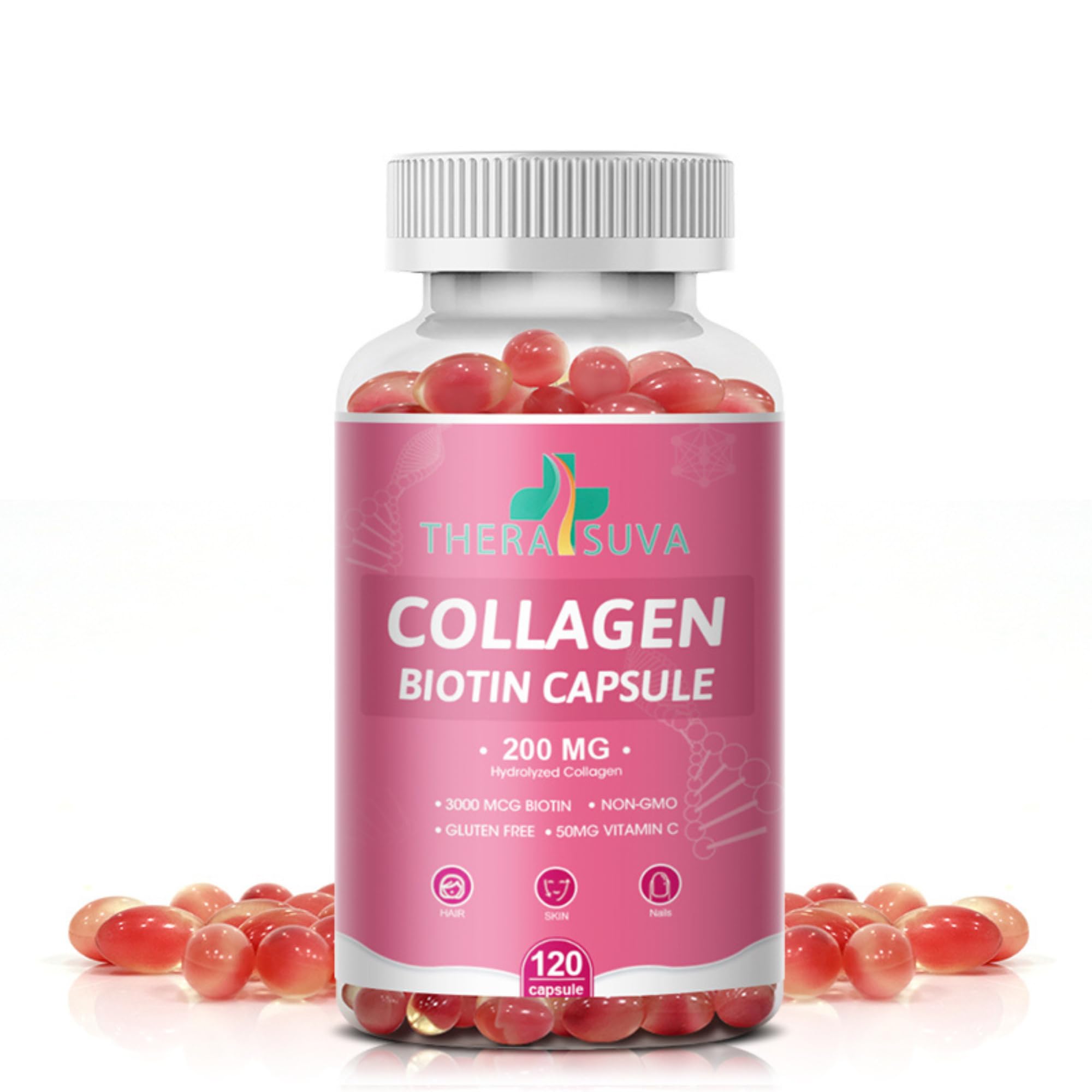 Bottle of Multi Collagen Complex with Biotin and Vitamin C – 120 capsules