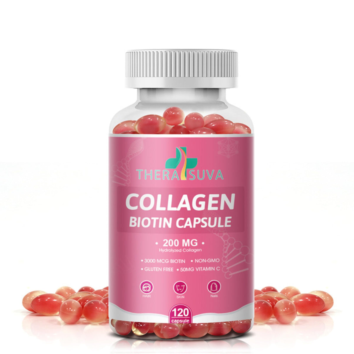Bottle of Multi Collagen Complex with Biotin and Vitamin C – 120 capsules