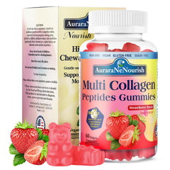 Strawberry flavor Multi Collagen Gummies bottle on white background