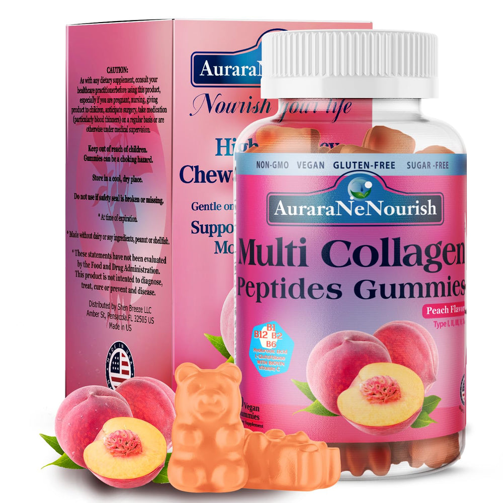 Peach flavor Multi Collagen Peptides Gummies bottle