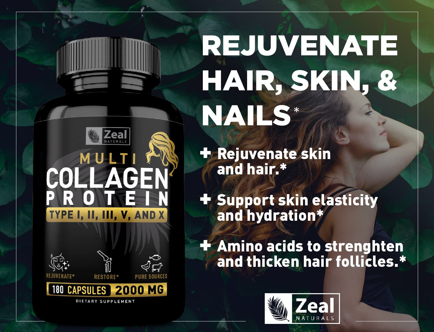 Bottle of multi collagen peptides pills with label