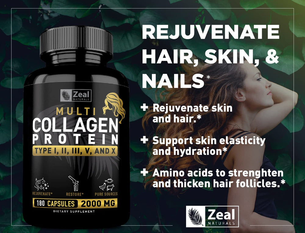 Bottle of multi collagen peptides pills with label