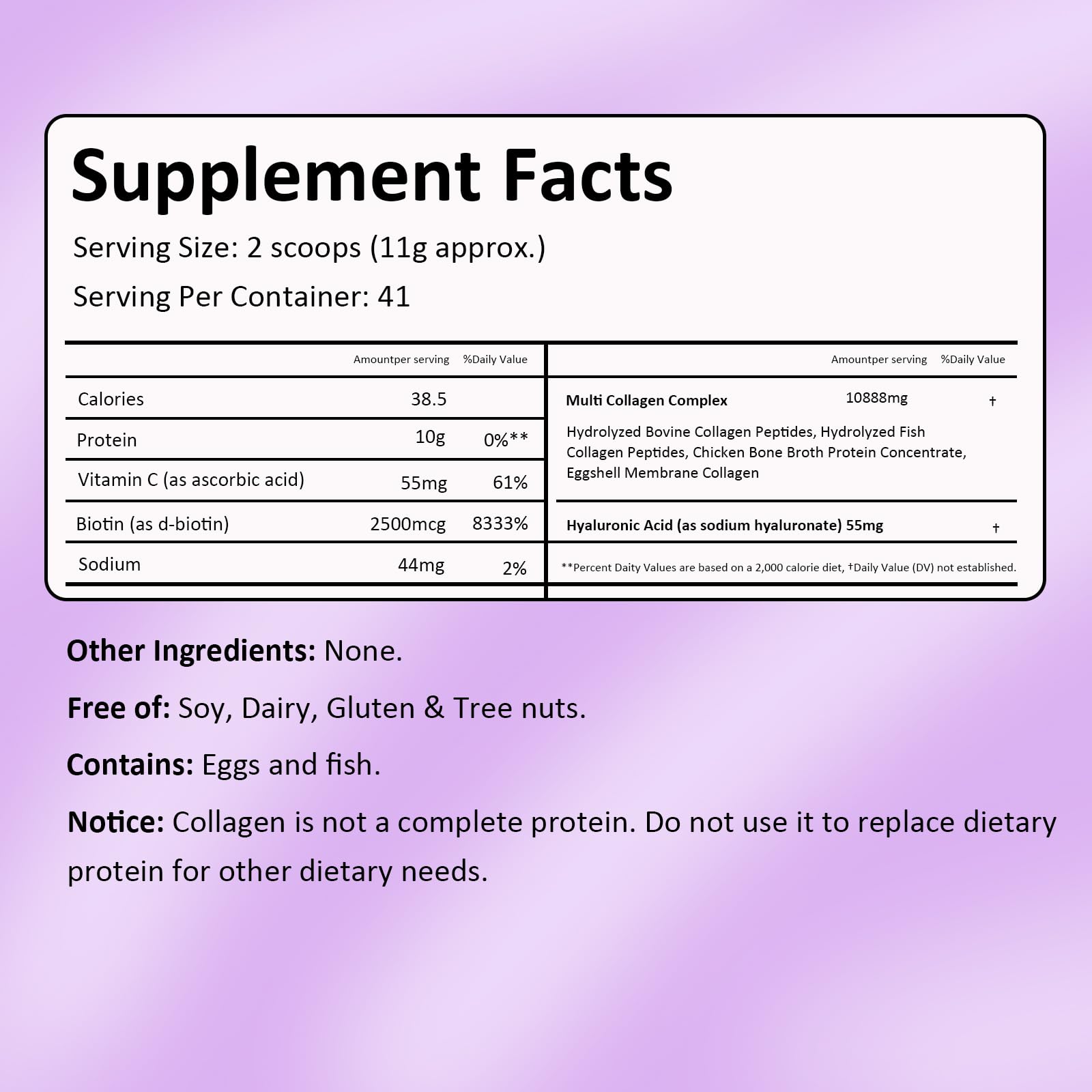 Close-up of unflavored hydrolyzed collagen powder