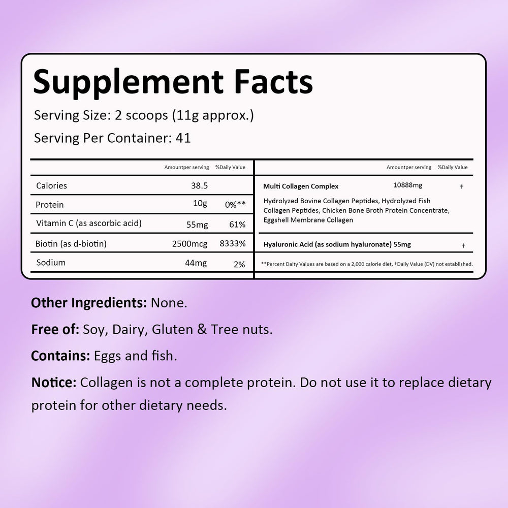 Close-up of unflavored hydrolyzed collagen powder