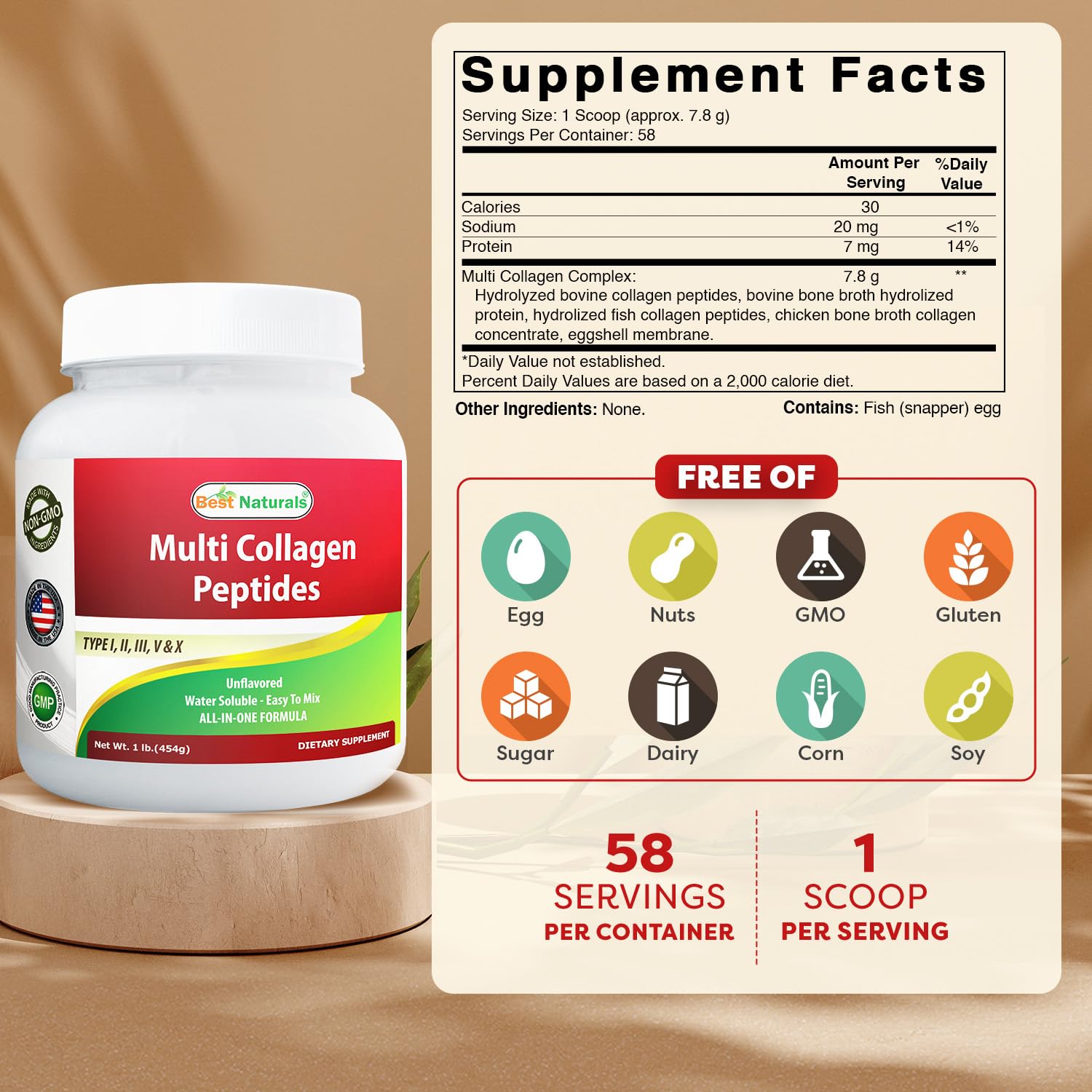 All-in-one collagen peptides for joints, skin and nails