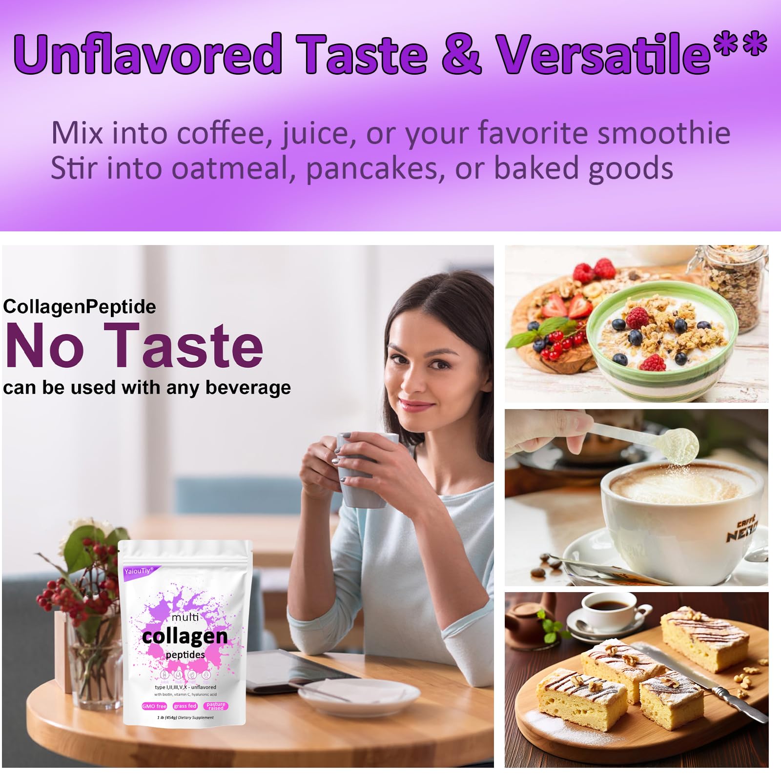 Label showing hydrolyzed collagen types I–X