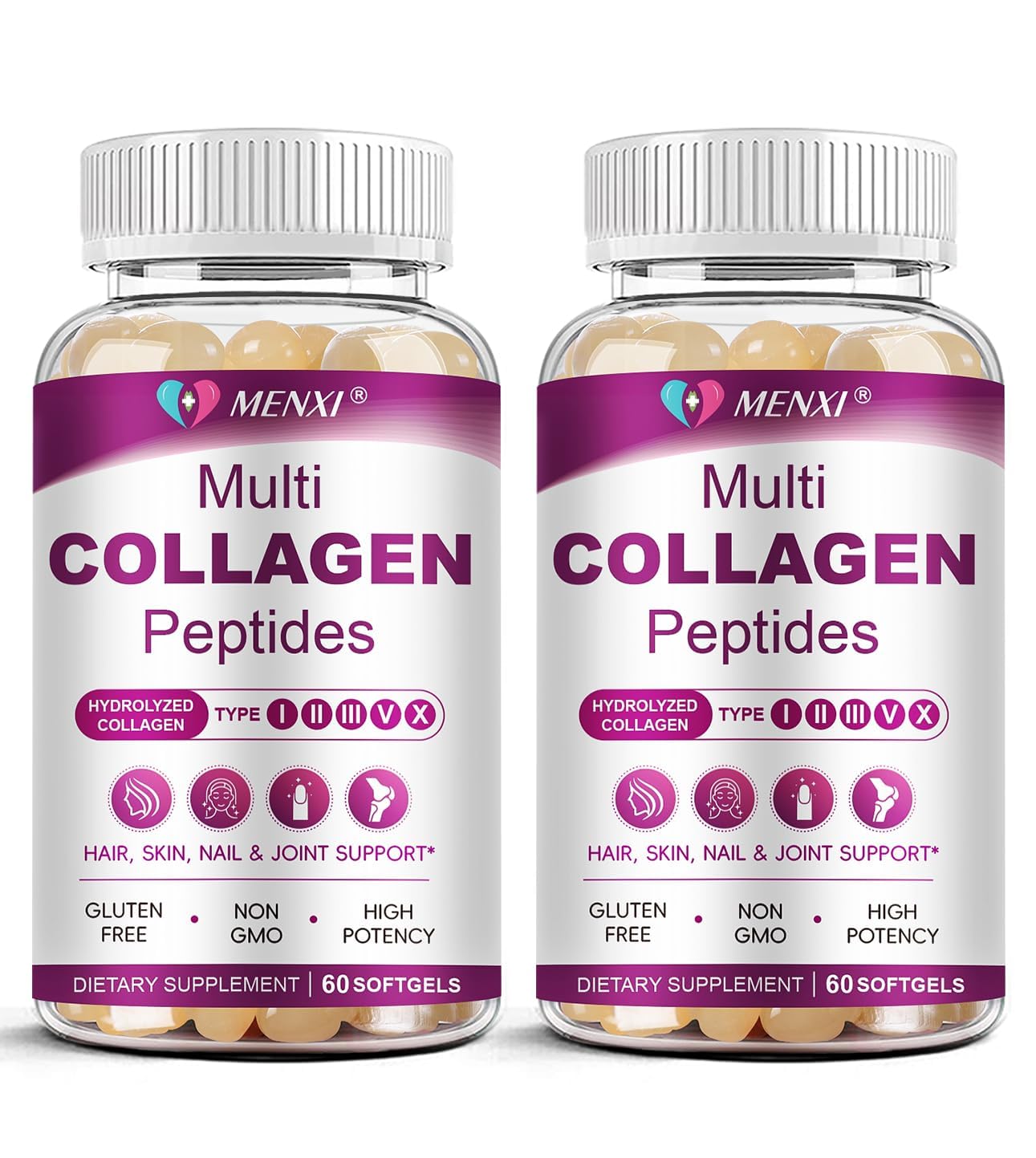 Front view of Multi Collagen Peptides Softgel bottle