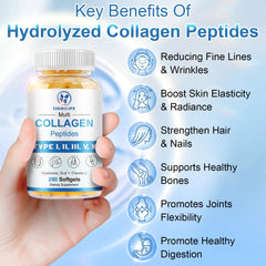 Close-up of collagen softgels with Hyaluronic Acid and Vitamin C