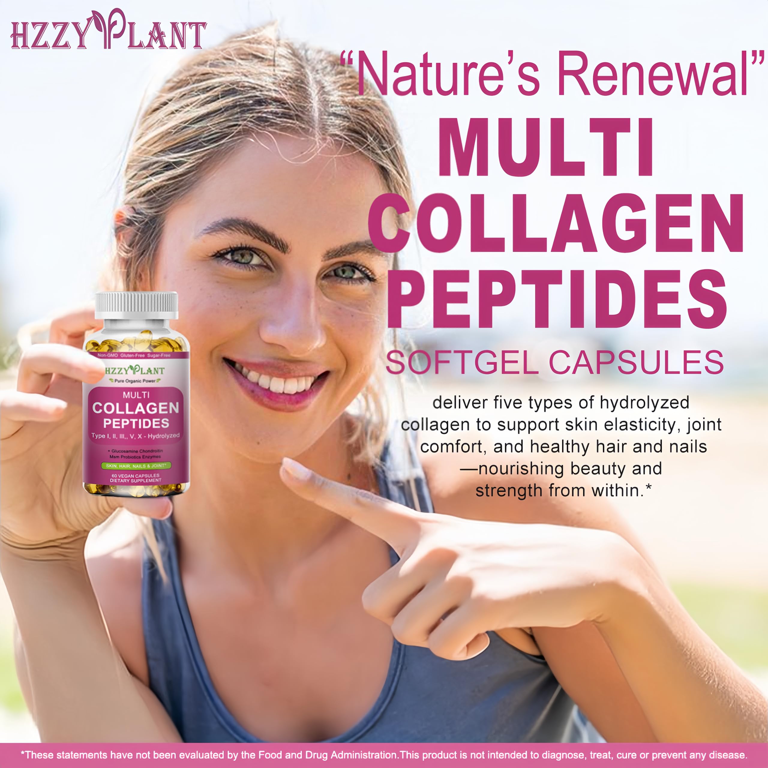 Label featuring Biotin and Vitamin C on Multi Collagen Peptides Softgels