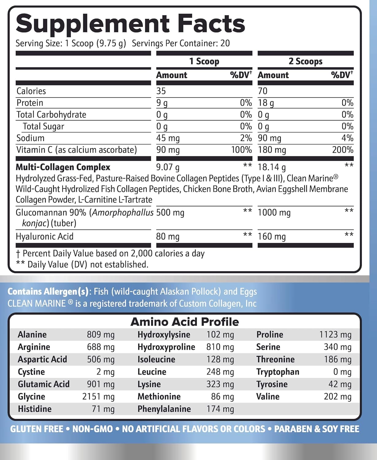 Scoop of collagen powder ready to mix