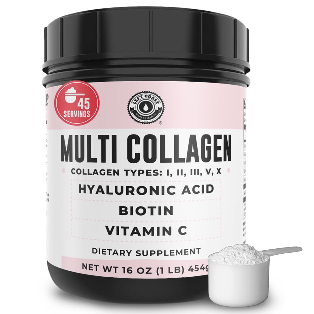 Front view of the 16oz multi collagen powder tub