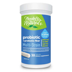 Bottle of multi-strain 12B CFU probiotic with 30 capsules