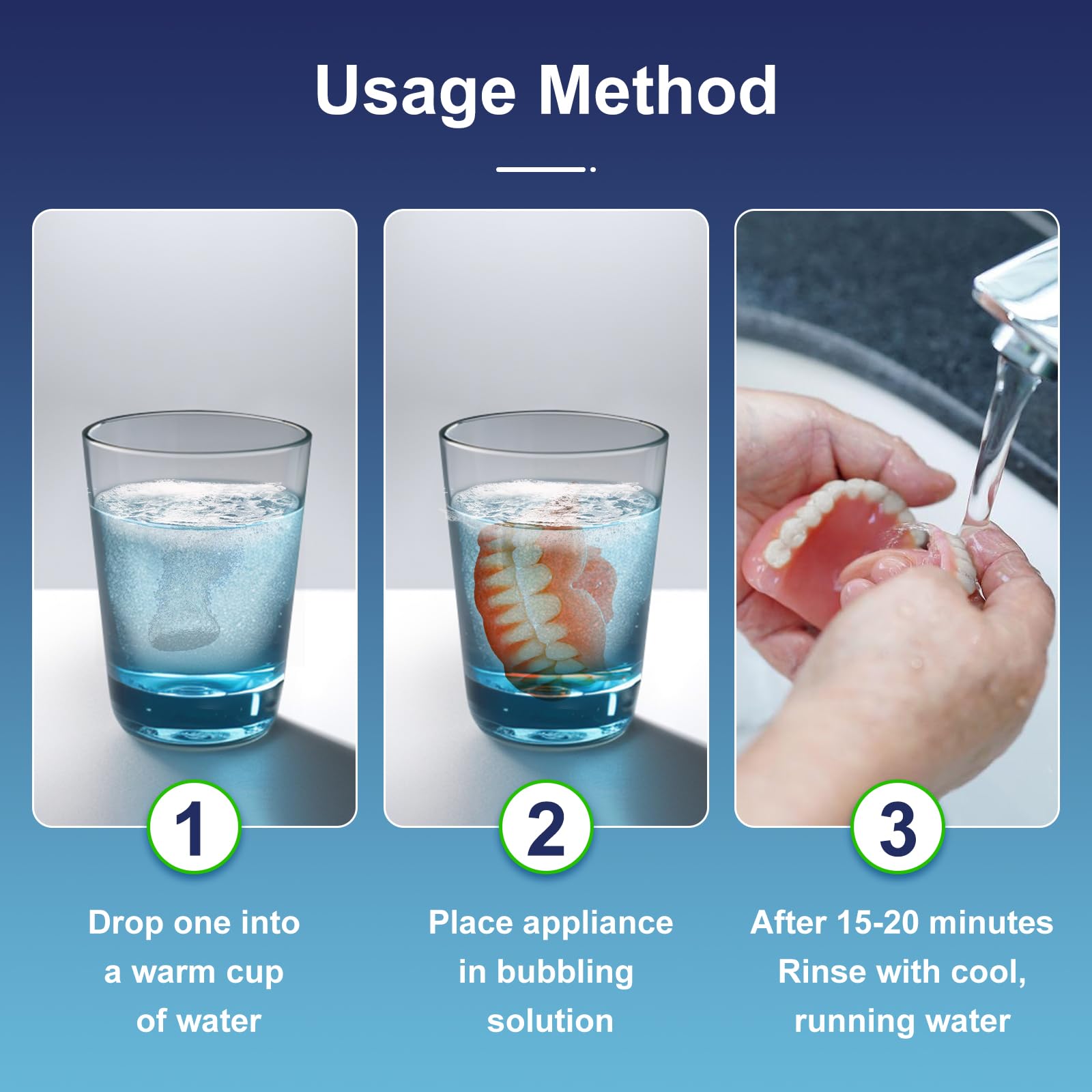 Cleaner tablets suitable for braces, retainers, mouth guards and dentures
