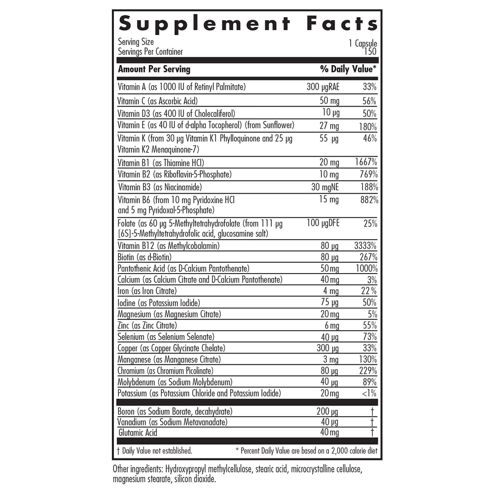 Back view of Multi-Vi-Min bottle with supplement facts