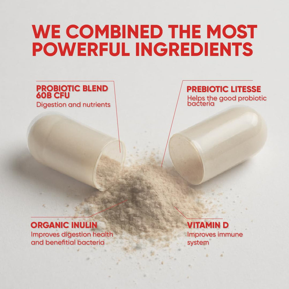 Litesse prebiotic ingredient illustration beside probiotics