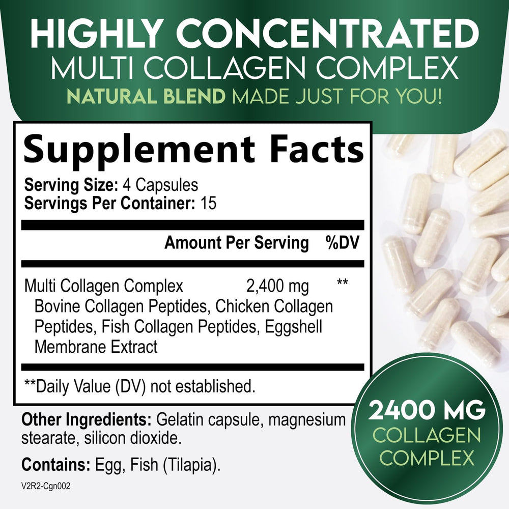 Back label of the multi collagen capsules with supplement facts