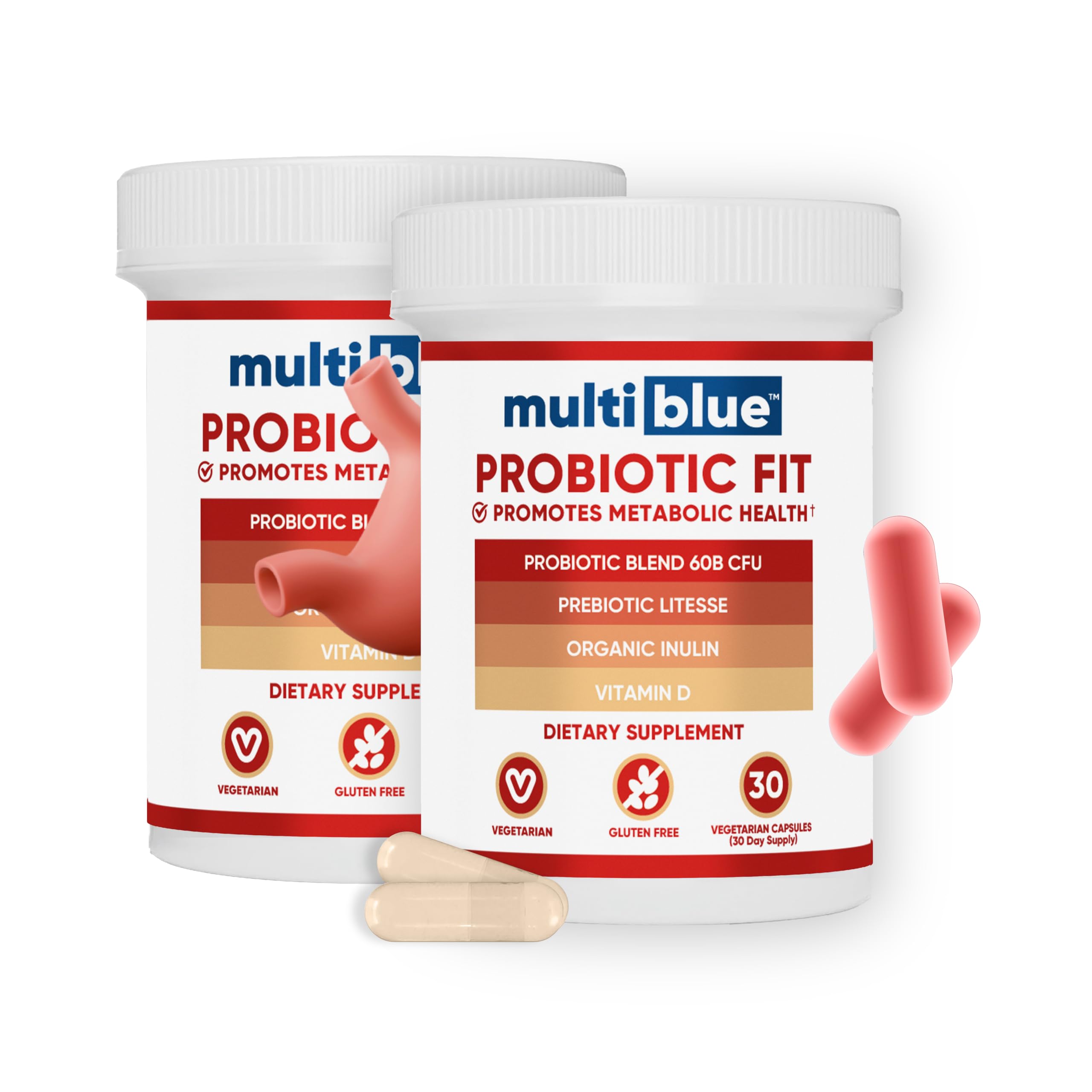 Front label of MultiBlue Probiotic Fit bottle