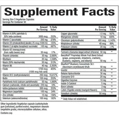 Close-up of label showing 90 capsules and 30 servings