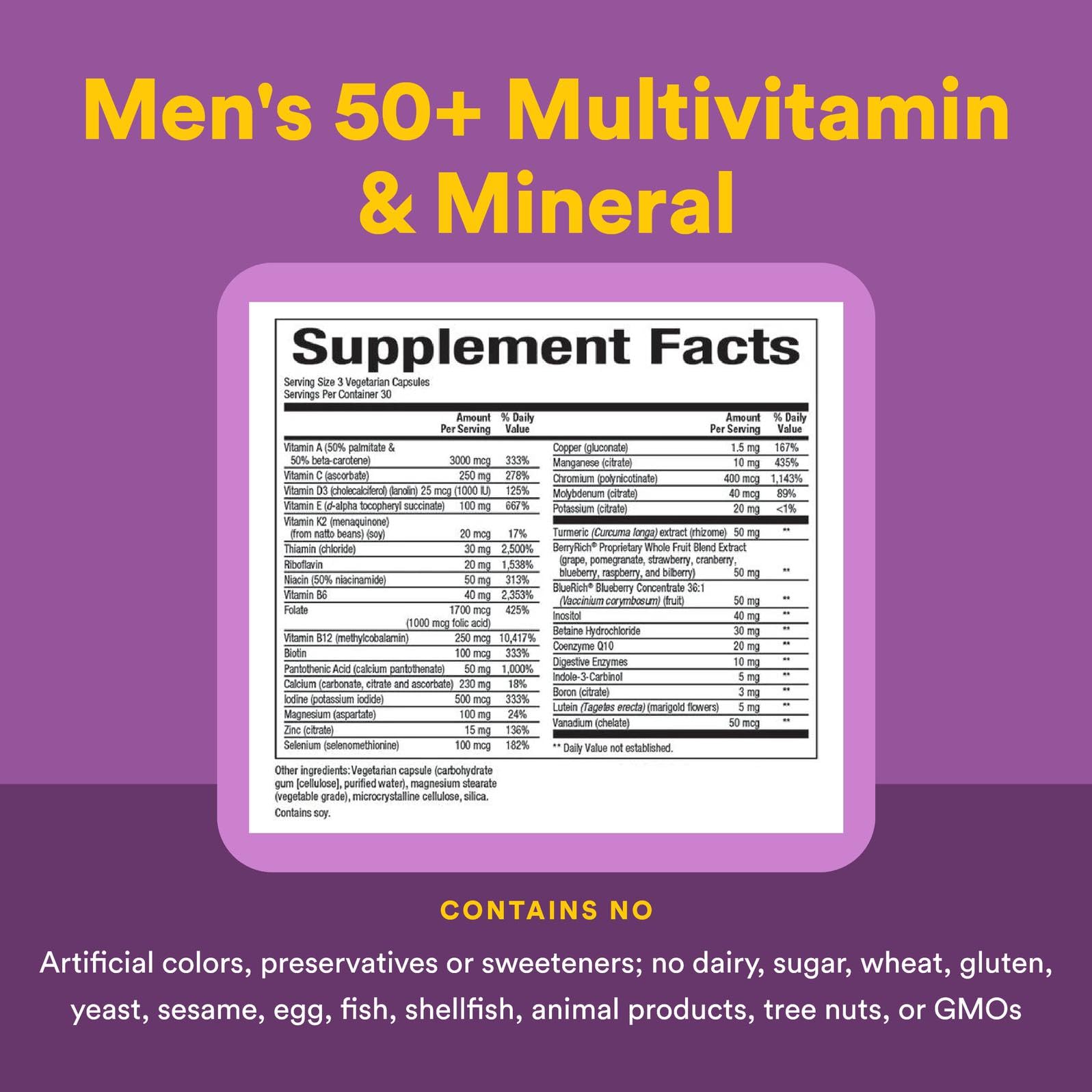 Graphic of over 35 nutrients, enzymes, antioxidants and herbs