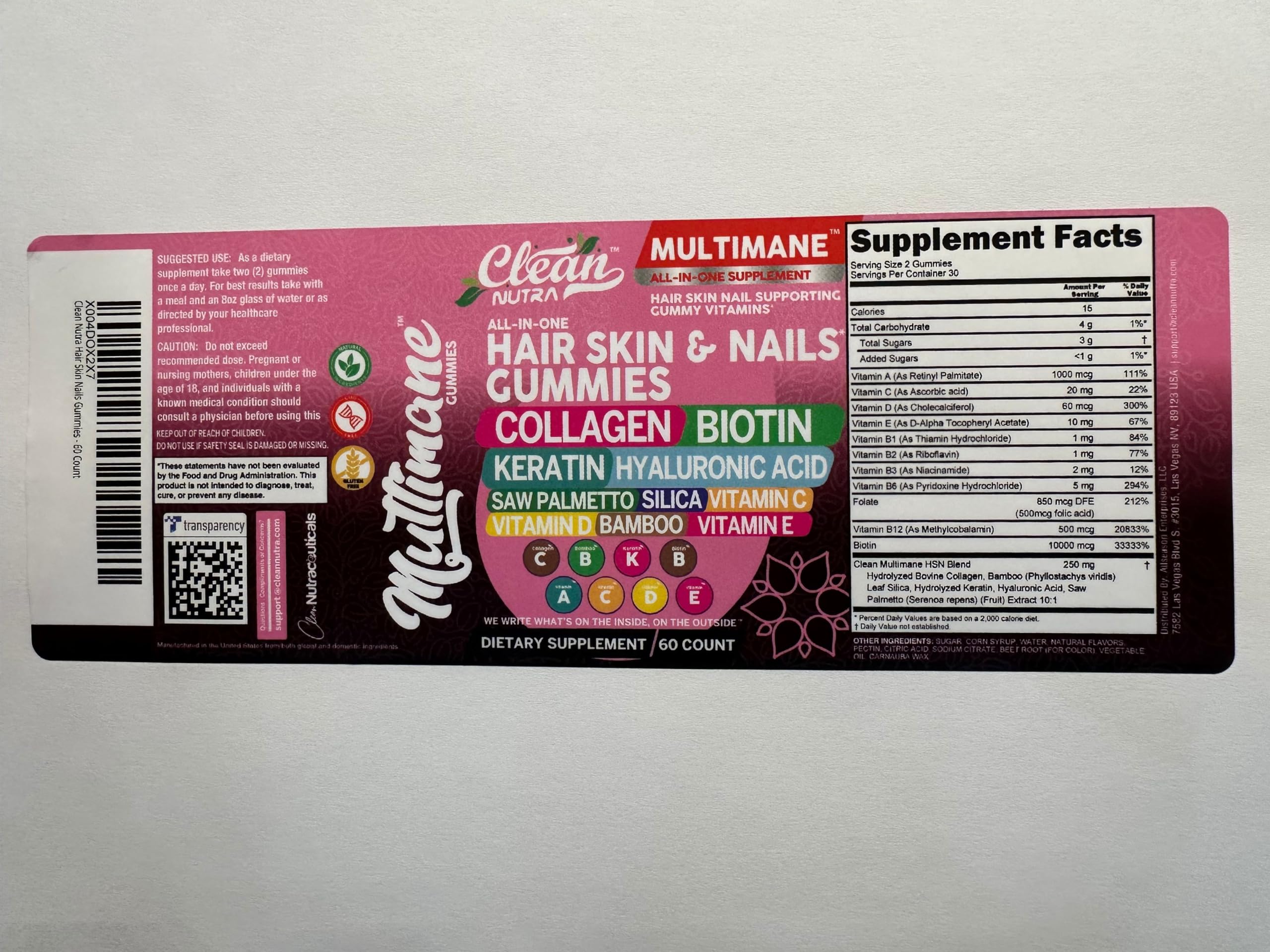 Hero shot of hair, skin and nails gummies