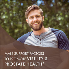 Nutrition facts and ingredient icons for One N Only multivitamin for men
